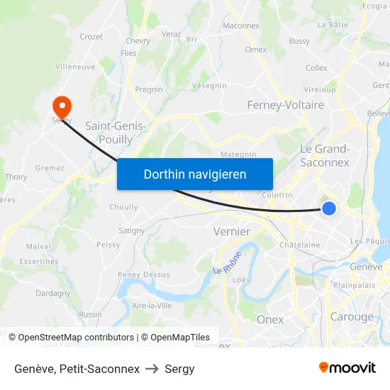 Genève, Petit-Saconnex to Sergy map