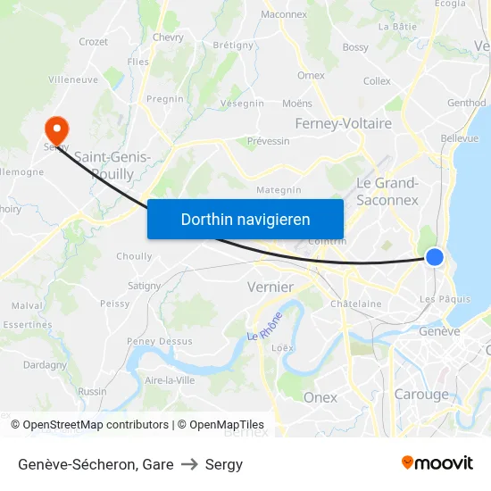 Genève-Sécheron, Gare to Sergy map