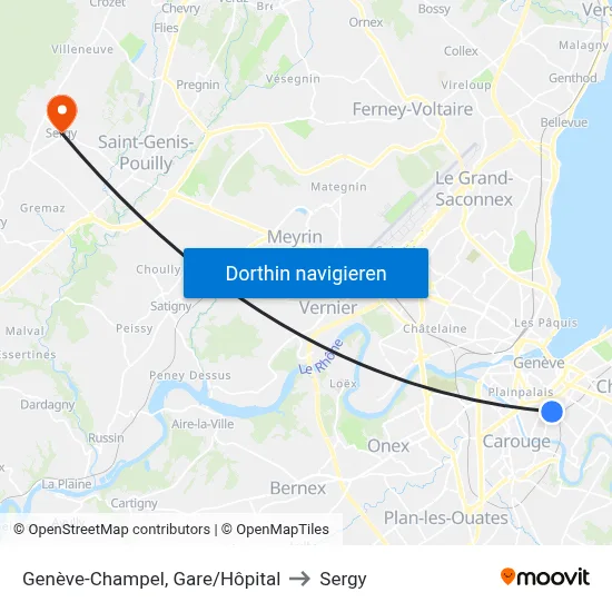 Genève-Champel, Gare/Hôpital to Sergy map