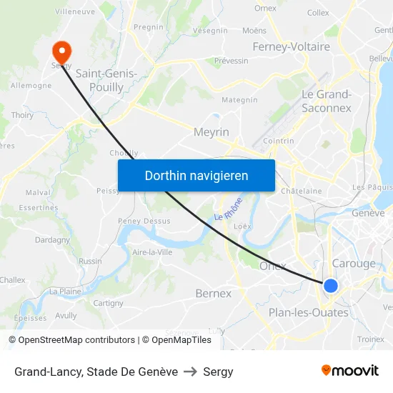 Grand-Lancy, Stade De Genève to Sergy map