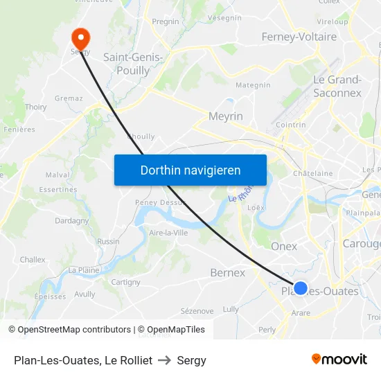 Plan-Les-Ouates, Le Rolliet to Sergy map
