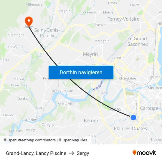 Grand-Lancy, Lancy Piscine to Sergy map