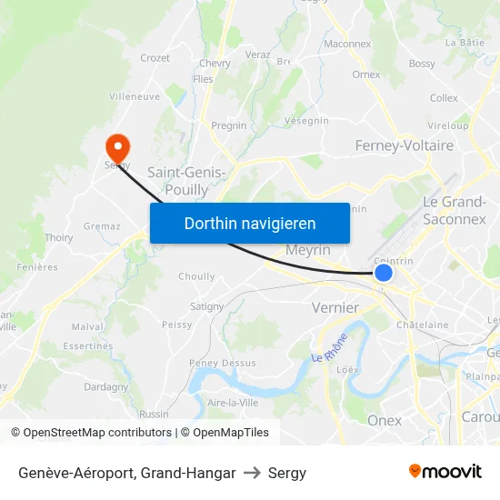 Genève-Aéroport, Grand-Hangar to Sergy map