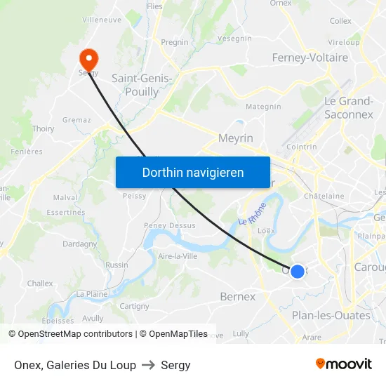Onex, Galeries Du Loup to Sergy map