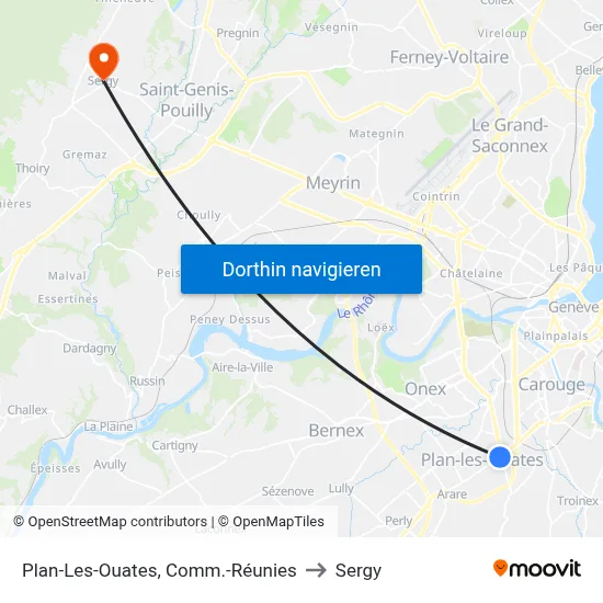 Plan-Les-Ouates, Comm.-Réunies to Sergy map