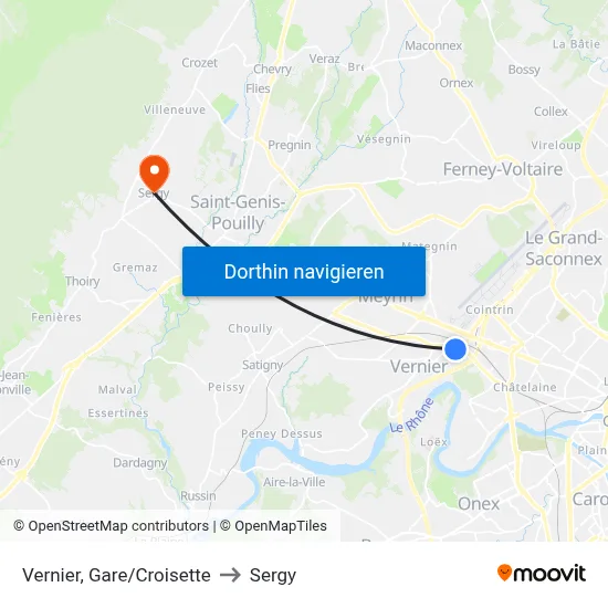 Vernier, Gare/Croisette to Sergy map