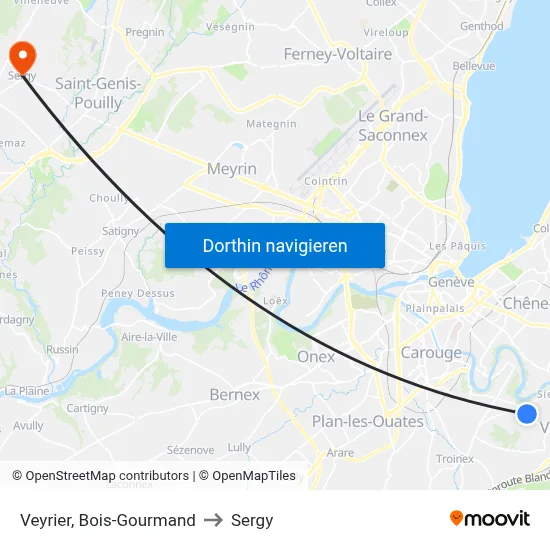 Veyrier, Bois-Gourmand to Sergy map