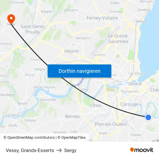 Vessy, Grands-Esserts to Sergy map