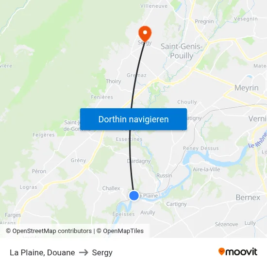 La Plaine, Douane to Sergy map