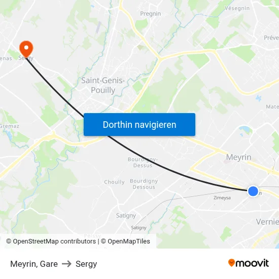 Meyrin, Gare to Sergy map