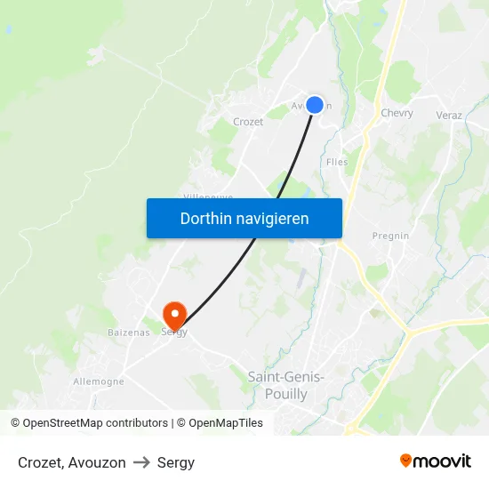 Crozet, Avouzon to Sergy map