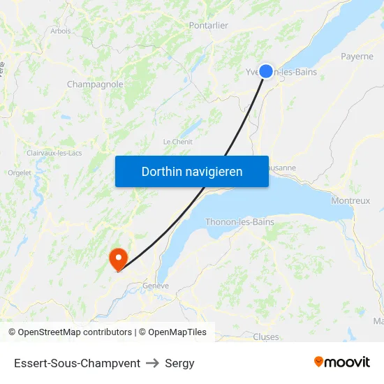 Essert-Sous-Champvent to Sergy map