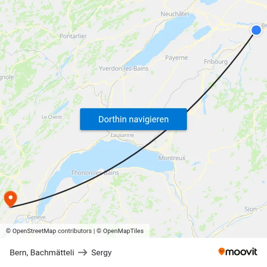 Bern, Bachmätteli to Sergy map