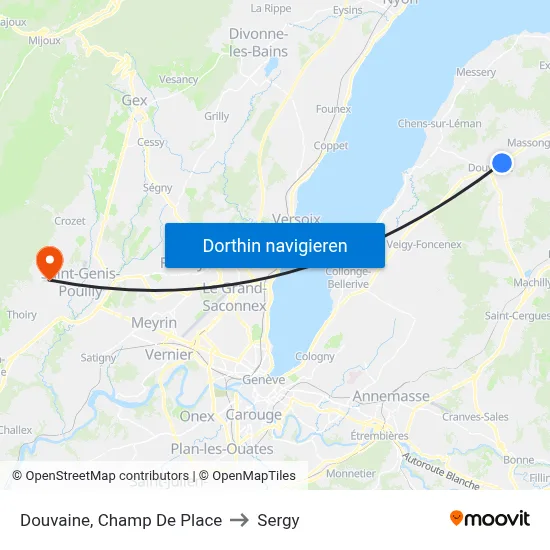 Douvaine, Champ De Place to Sergy map