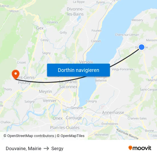 Douvaine, Mairie to Sergy map
