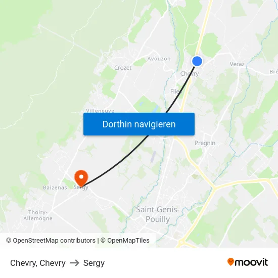 Chevry, Chevry to Sergy map