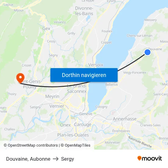 Douvaine, Aubonne to Sergy map