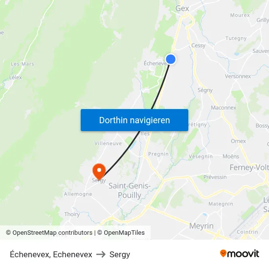 Échenevex, Echenevex to Sergy map
