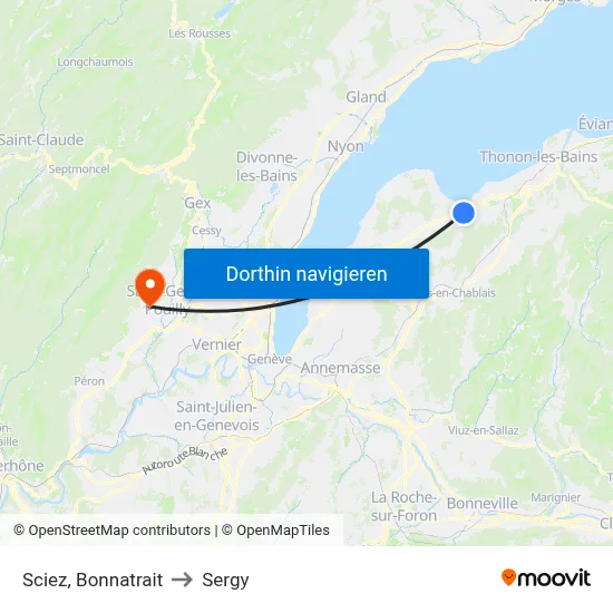Sciez, Bonnatrait to Sergy map