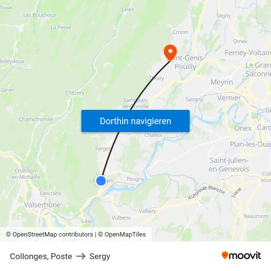 Collonges, Poste to Sergy map