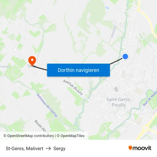 St-Genis, Malivert to Sergy map