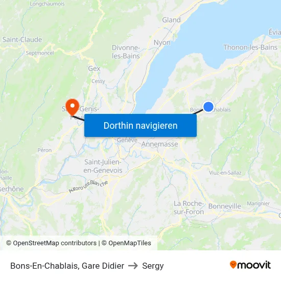 Bons-En-Chablais, Gare Didier to Sergy map