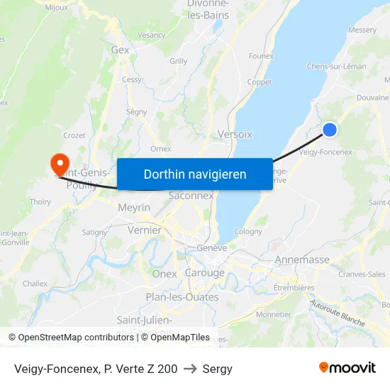 Veigy-Foncenex, P. Verte Z 200 to Sergy map