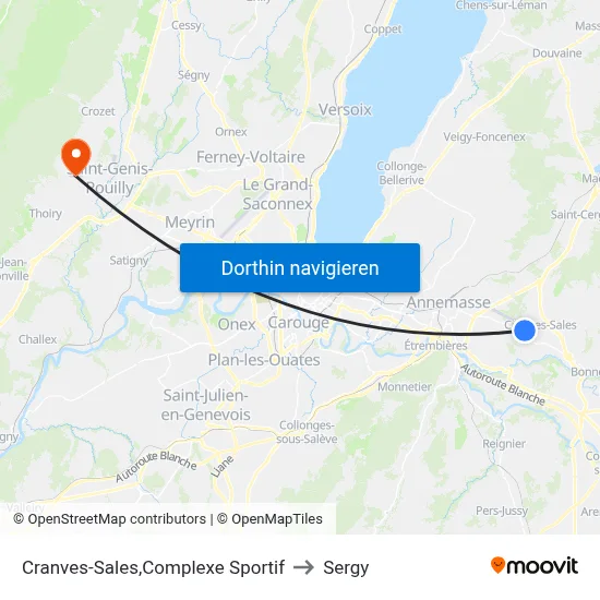 Cranves-Sales,Complexe Sportif to Sergy map
