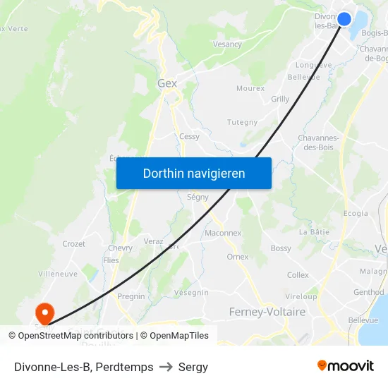 Divonne-Les-B, Perdtemps to Sergy map