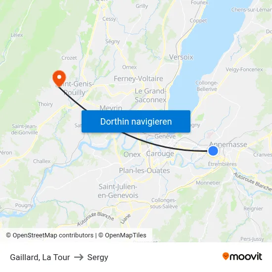 Gaillard, La Tour to Sergy map