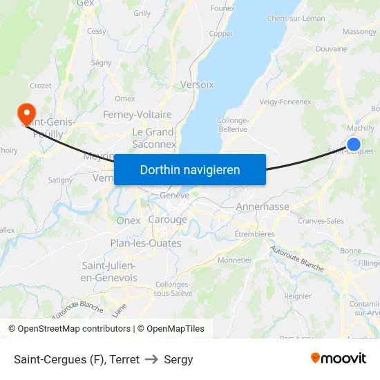 Saint-Cergues (F), Terret to Sergy map