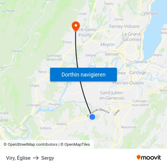 Viry, Église to Sergy map