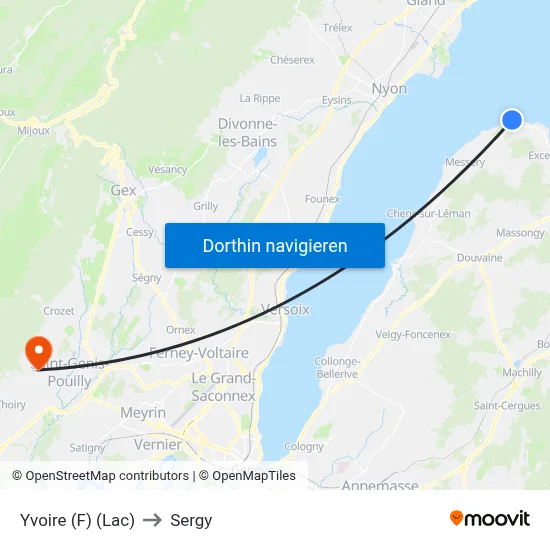 Yvoire (F) (Lac) to Sergy map
