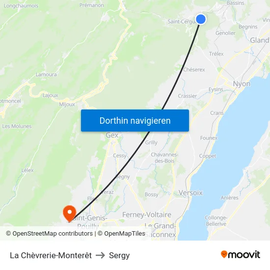 La Chèvrerie-Monterêt to Sergy map