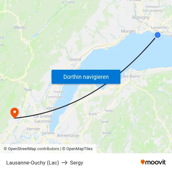 Lausanne-Ouchy (Lac) to Sergy map