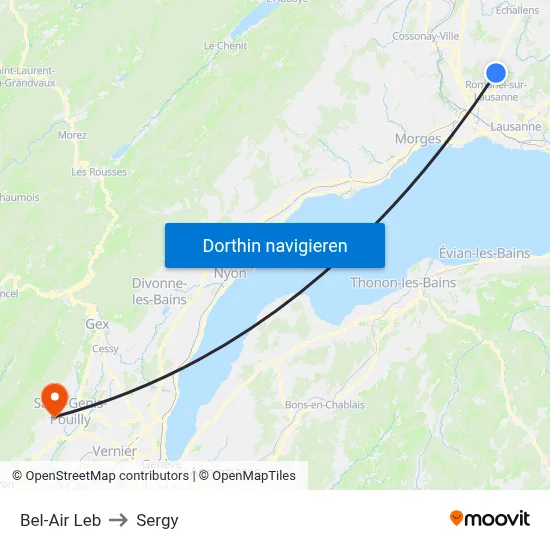 Bel-Air Leb to Sergy map