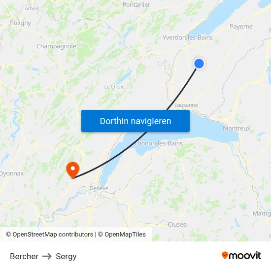 Bercher to Sergy map