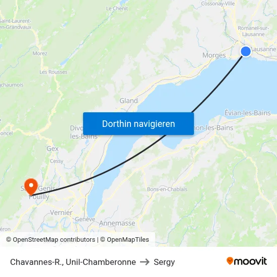 Chavannes-R., Unil-Chamberonne to Sergy map