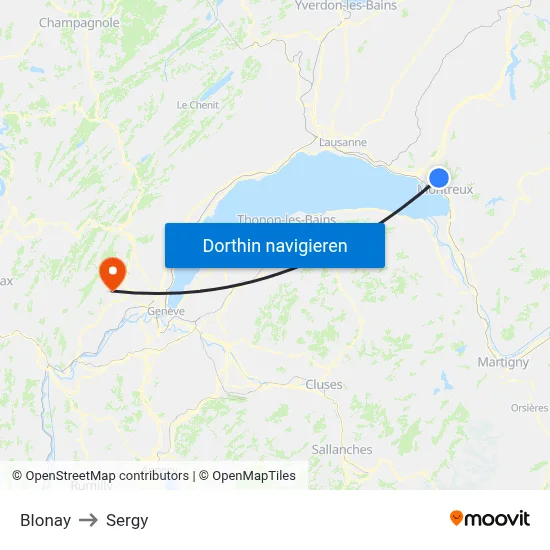 Blonay to Sergy map