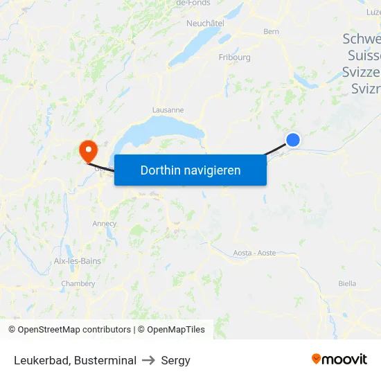 Leukerbad, Busterminal to Sergy map