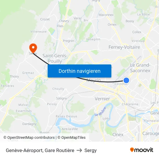 Genève-Aéroport, Gare Routière to Sergy map