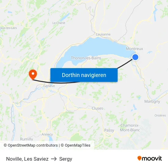 Noville, Les Saviez to Sergy map