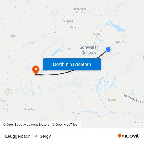 Leuggelbach to Sergy map