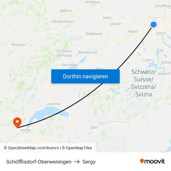 Schöfflisdorf-Oberweningen to Sergy map