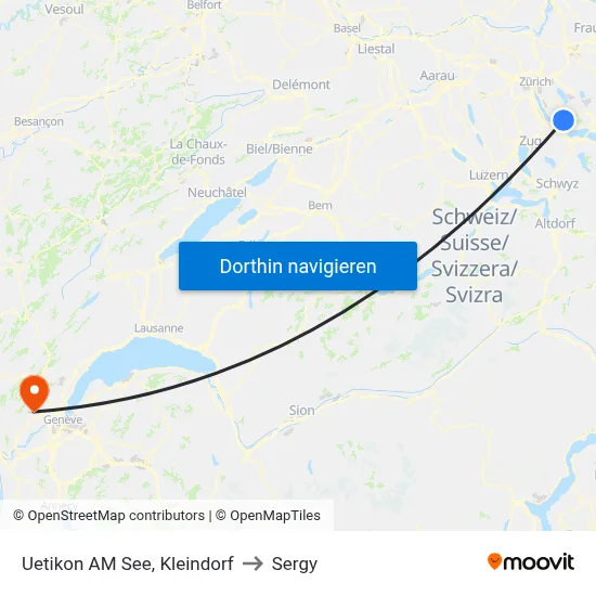 Uetikon AM See, Kleindorf to Sergy map