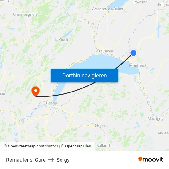 Remaufens, Gare to Sergy map