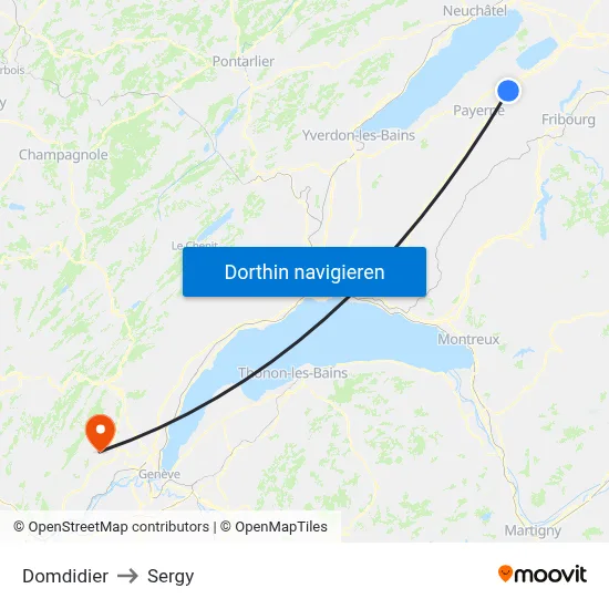 Domdidier to Sergy map