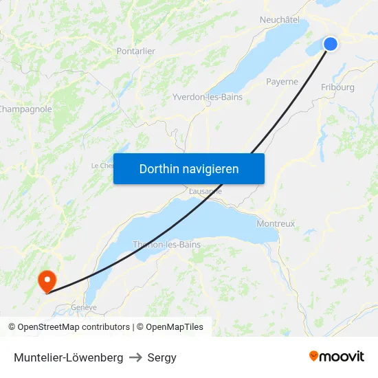 Muntelier-Löwenberg to Sergy map