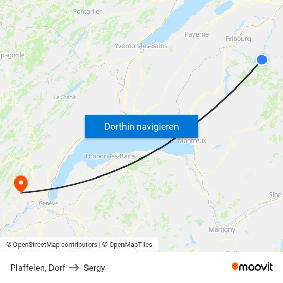 Plaffeien, Dorf to Sergy map