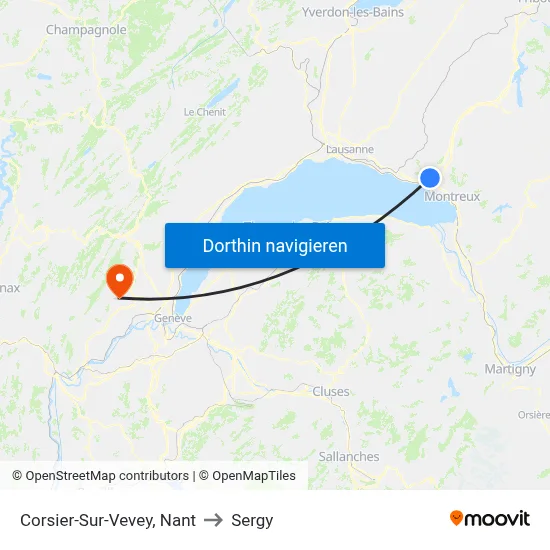 Corsier-Sur-Vevey, Nant to Sergy map